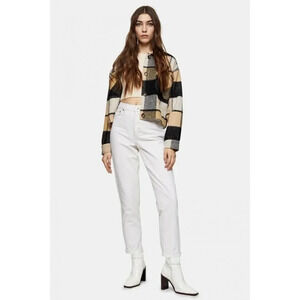 Topshop Women's Mom Jeans Petite‎ Tapered Jeans Off White Ecru Size 32 NWT